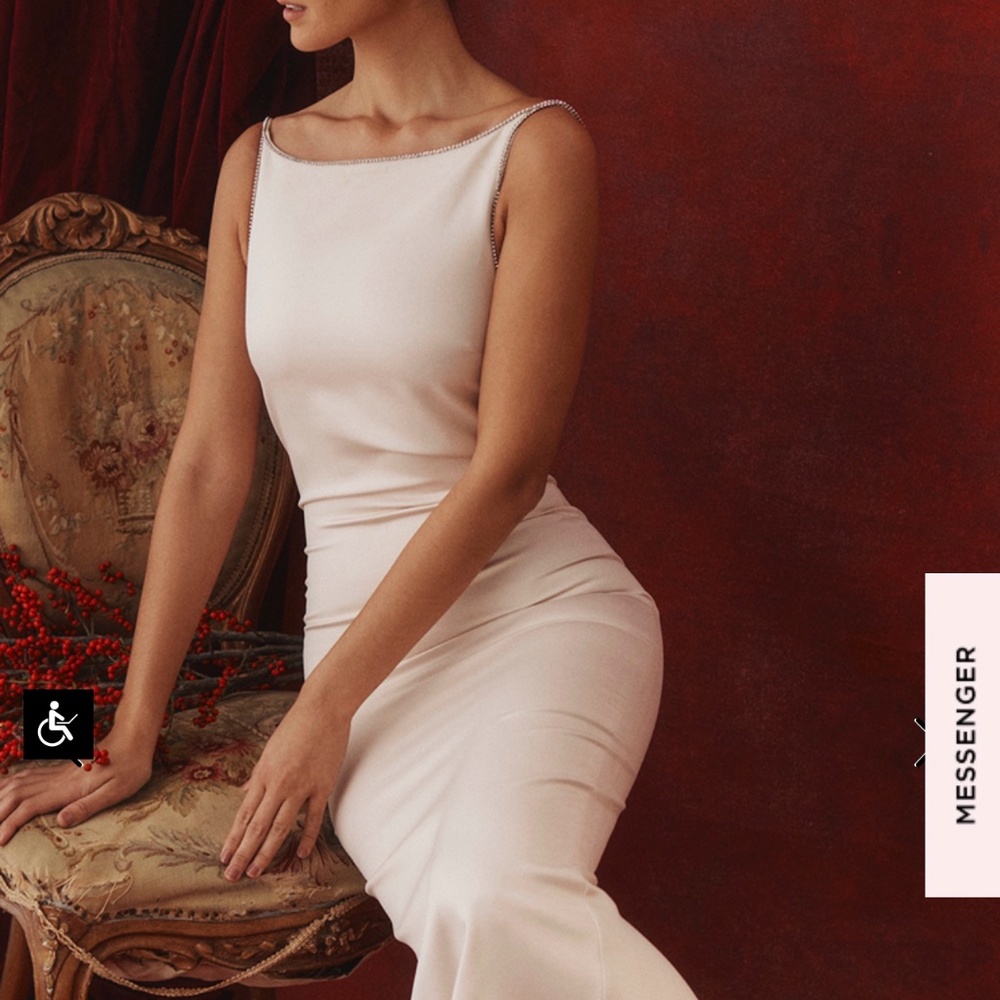 House of CB Margiela Ivory Crystallized Midi Dress